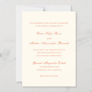 Convite Casamento Clássico Moderno de Terracota Elegante