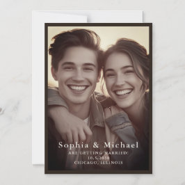 Convite Casamento Clássico Vintage Save the Date Marrom Es