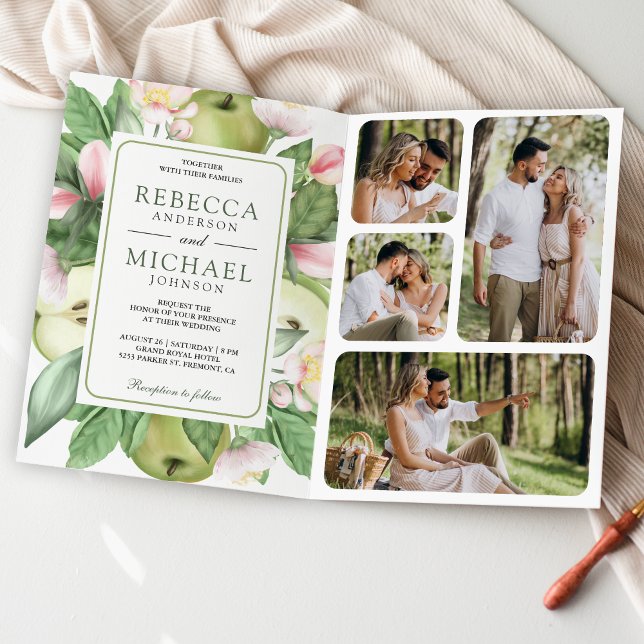Convite Casamento Código QR da Macieira Verde Botânica (Criador carregado)