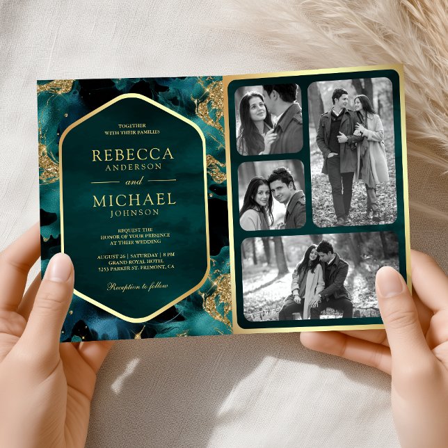 Convite Casamento Código QR de Tinta Fluida Abstrata em Az (Criador carregado)