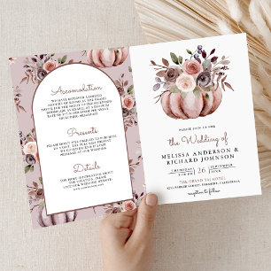 Convite Casamento Código QR Floral Abóbora Neutro Boho Rús