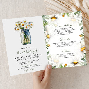 Convite Casamento Código QR Floral Jarro de Pedra com Marg