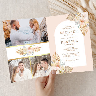 Convite Casamento Código QR Floral Terroso empoeirado Boho