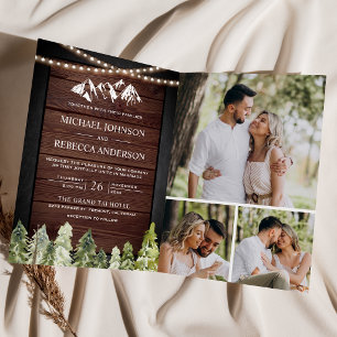 Convite Casamento Código QR Foto Floresta Montanhosa de Ma