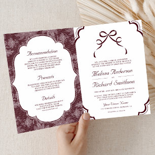 Convite Casamento Código QR Laço Coquete de Renda Branca B