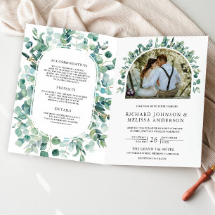 Convite Casamento Código QR Tudo em Um Foto Eucalipto Rúst