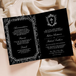 Convite Casamento com Código QR Católico Negro Vitoriano