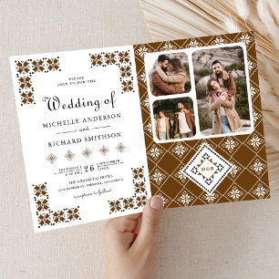 Convite Casamento com Código QR de Bordado Ucraniano Preto