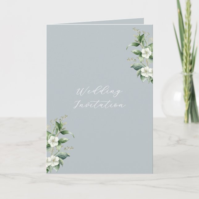 Convite Casamento com Código QR de Eucalyptus Moderno (Frente)