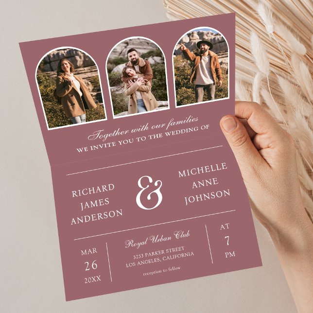 Convite Casamento com código QR de foto de Arco Mínimo Ros (Criador carregado)