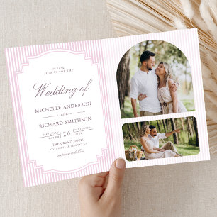 Convite Casamento com Código QR de Foto Listrada de Lavand