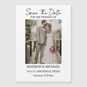 Convite Casamento com Foto de Script Moderno Salvar a Data