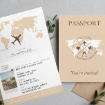 Convite Casamento com Passaporte de Destino Bege b<br><div class="desc">Nosso convite de casamento dobrado de inspiração boho é a escolha perfeita para casais que planejam um casamento moderno e único. Ao abrir o convite, você encontrará todos os detalhes importantes do casamento, incluindo data, horário, local e quaisquer outras informações pertinentes. O interior é impresso em papel de alta qualidade...</div>