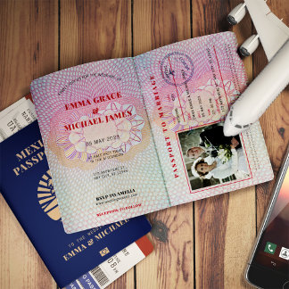 Convite Casamento com Passaporte de Destino do México Viag