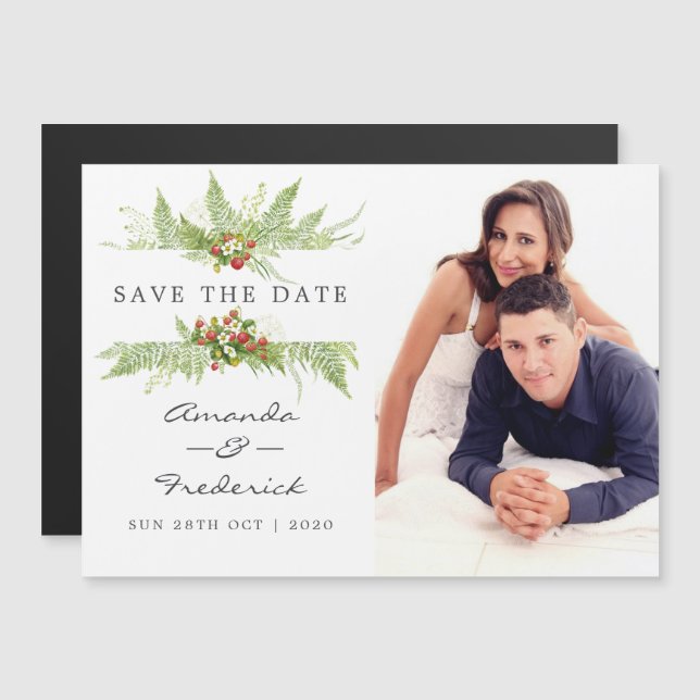 Convite Casamento de aguarela verde Save the Date (Frente/Verso)