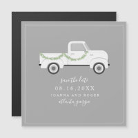Casamento de Caminhão Branco Vintage Salve a Data