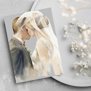 Convite Casamento de casal de cinza branca elegante