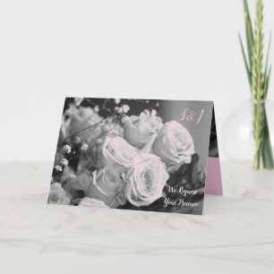 Convite Casamento de Cinza e branco preto-rosa