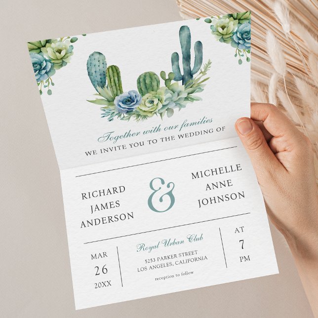 Convite Casamento de Código QR de Foto de Cactus Verde Suc (Criador carregado)