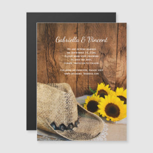 Convite Casamento de Cowboy Hat, Sunflower Barn Salvar Dat