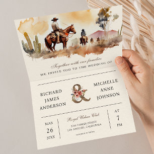 Convite Casamento de Cowboy Western Rústico em um Código Q