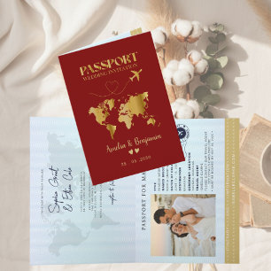 Convite Casamento de Destino com Passaporte de Avião em Ou