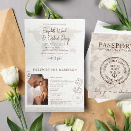 Convite Casamento de Destino de Passaporte Náutico Boho