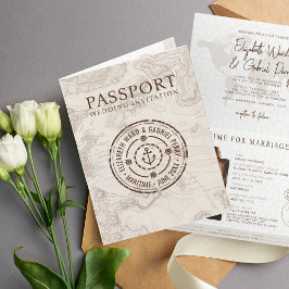 Convite Casamento de Destino do Passaporte de Cruise viage