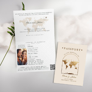 Convite Casamento de Destino do Passport Boho Arch Beige E