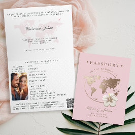 Convite Casamento de Destino Tropical de Passport Hibiscus