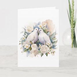 Convite Casamento de Doves Brancos Aquarela