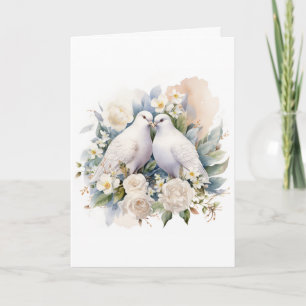 Convite Casamento de Doves Brancos Aquarela