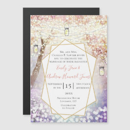 Convite Casamento de Fairytales Azul Púrpura, Pastel, Rosa