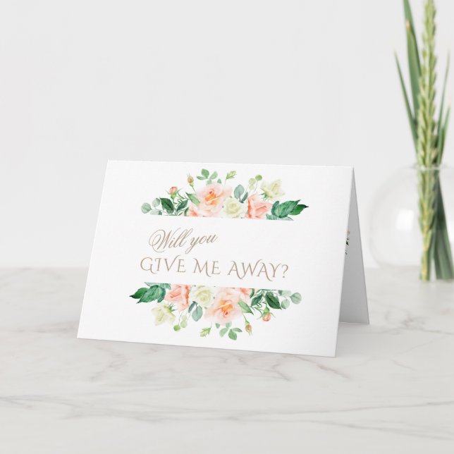 Convite Casamento de Flores Brancas com Blush Rosa Elegant (Frente)