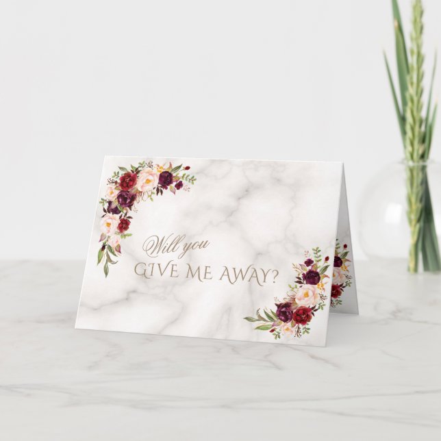 Convite Casamento de Flores de Blush de Borgonha Rosa Eleg (Frente)