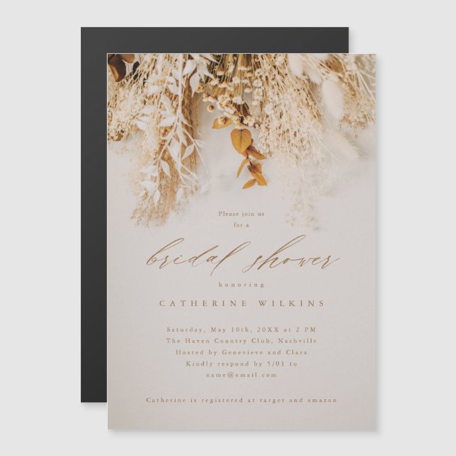 Convite Casamento de Flores de Outono Boho Chá de Noiva (Frente/Verso)