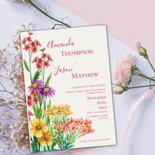 Convite Casamento de Flores Selvagens Amarelas Amarelas El