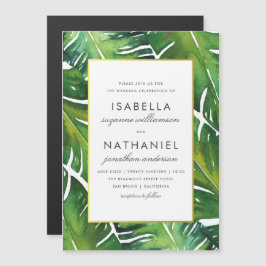 Convite Casamento de Folhas Tropicais Verdes Modernas