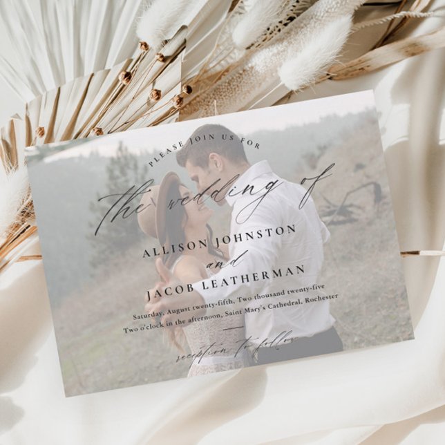 Convite Casamento de Foto com Letra Elegante (Criador carregado)