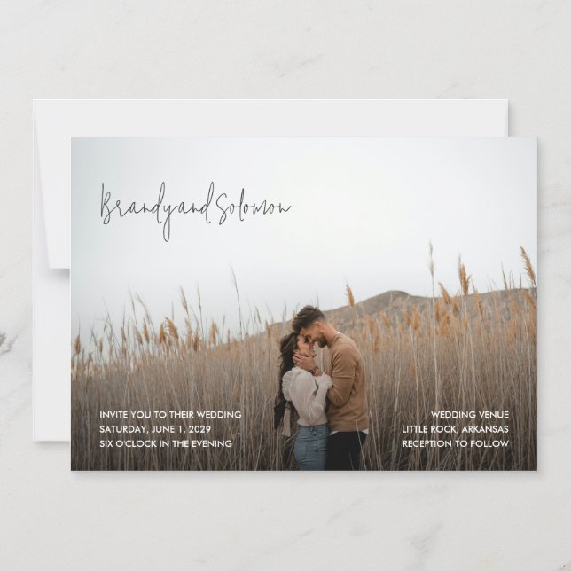 Convite Casamento de Foto Elegante Moderno (Frente)