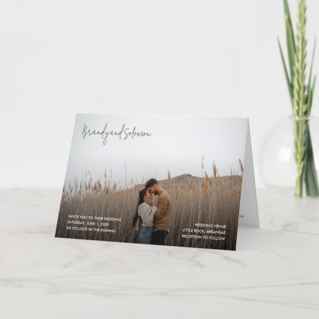 Convite Casamento de Foto Elegante Moderno (Frente)