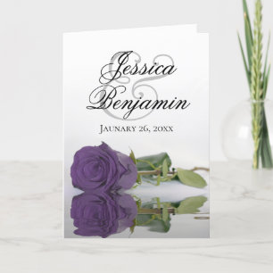 Convite Casamento de Foto Romântica com Rosa Roxo Ametist
