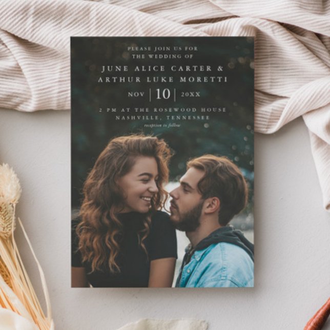 Convite Casamento de Foto Simples Elegante (Elegant Minimal Photo Wedding Magnetic Invitations.)