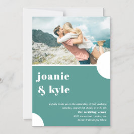 Convite Casamento de Fotografia com Tipografia Teal Modern