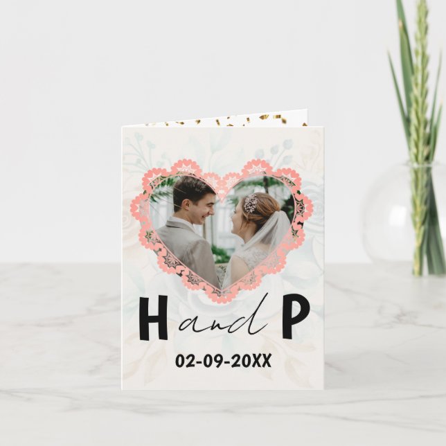 Convite Casamento de Fotografia do Monograma de Script Min (Frente)