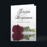 Convite Casamento de Fotografias Românticas da Burgundy Ro<br><div class="desc">Estes belos convites para o casamento apresentam um design impressionante, com uma solteiro de madeira queimada, marrom, ou rosa de cor vermelha de vinho, refletindo em água com ondas e ondulações. A frente exibe os primeiros nomes do casal em letra de script de rico. Dentro é o espaço para a...</div>