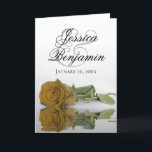 Convite Casamento de Fotografias Românticas do Rosa Ochre<br><div class="desc">Estes belos convites para o casamento apresentam um design impressionante com um solteiro de ouro, ocre ou rosa amarelo-mostarda, que se reflete em água com ondas e ondulações. A frente exibe os primeiros nomes do casal em letra de script de rico. Dentro é o espaço para a foto do casal...</div>