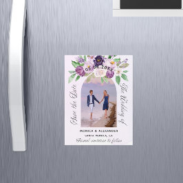 Convite Casamento de fotos com violeta floral, salvar a da