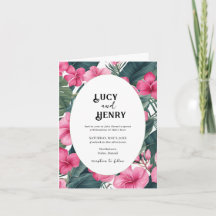 Casamento de Impressão Floral de Feriado Rosa Trop