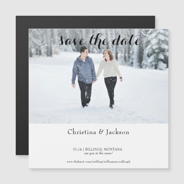 Convite Casamento de Inverno Foto Save the Date (Frente/Verso)